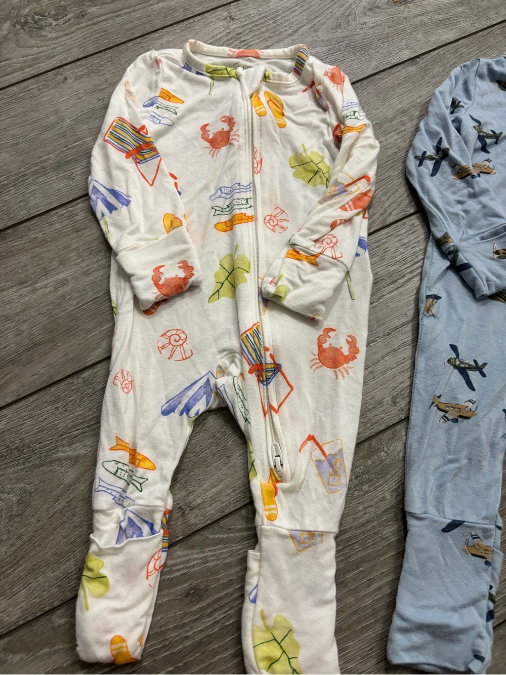 Carter's White Footed One-Piece Pajamas with Colorful Beach Prints